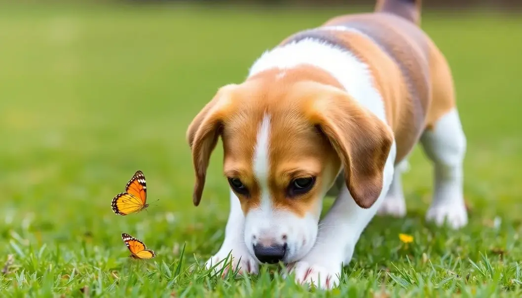 A Beagle on a scent adventure, capturing the playful spirit of this beloved breed.