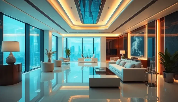 A luxurious interior blending advanced technology with opulent design.
