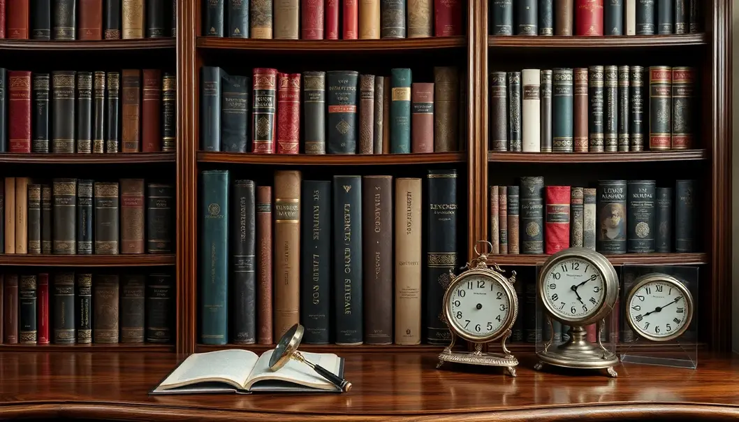 A luxurious library showcasing classic literary books.